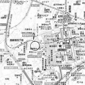 「マンション西新宿」（新宿区西新宿４）地図｜東京都心の投資用ビル・マンション・アパート・土地等事業用物件の株式会社アライブ